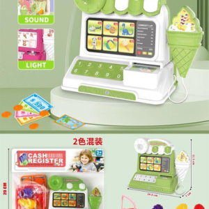 灯光音乐收银机2色混装+水果包6件+篮子 - 图片 1