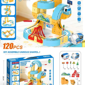 百变积木DIY磁力轨道车120PCS - 图片 1