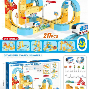 百变积木DIY磁力轨道车217PCS - 图片 1